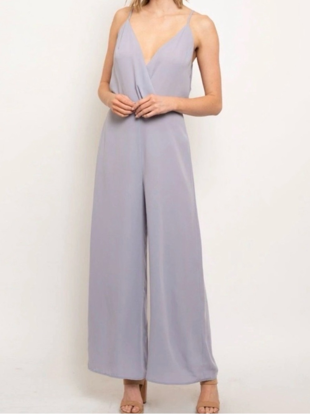 Women’s Lavender Lush Wide-Leg Jumpsuit with V-Neck